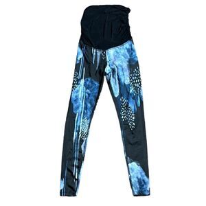 Beyond the bump maternity leggings black blue rain cloud print small